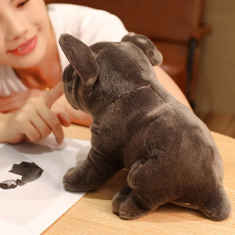 Realistic Bulldog Plush Toy – 28cm Lifelike Stuffed Bulldog in Black or Grey
