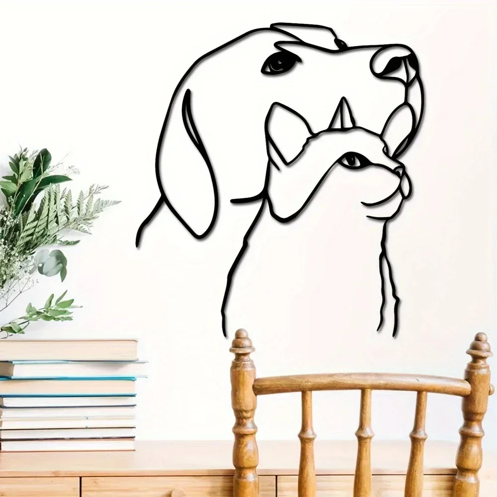Classic Metal Dog & Cat Wall Art Sculpture — 11.81" Line Art