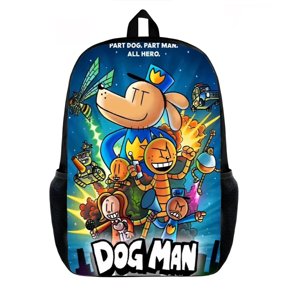 Dog Man Cartoon Backpack — Kids School Bag & Laptop Bag