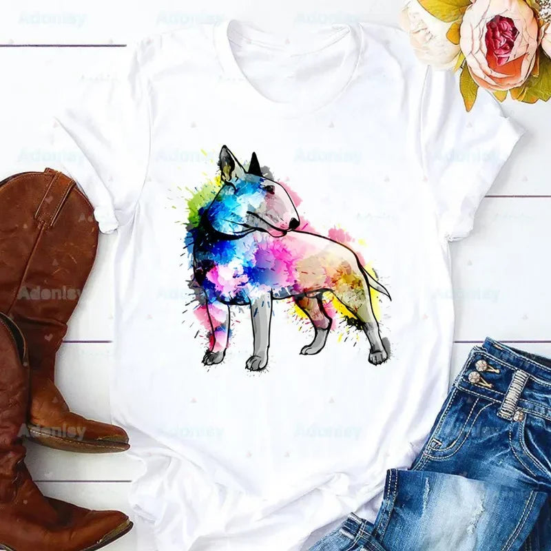 Bull Terrier T-Shirt — Cute Dog Group Graphic Tee for Women (S–XXXL)