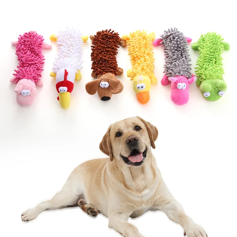 Squeaky Mop Fur Plush Dog Toy – Bite-Resistant Chew Toy