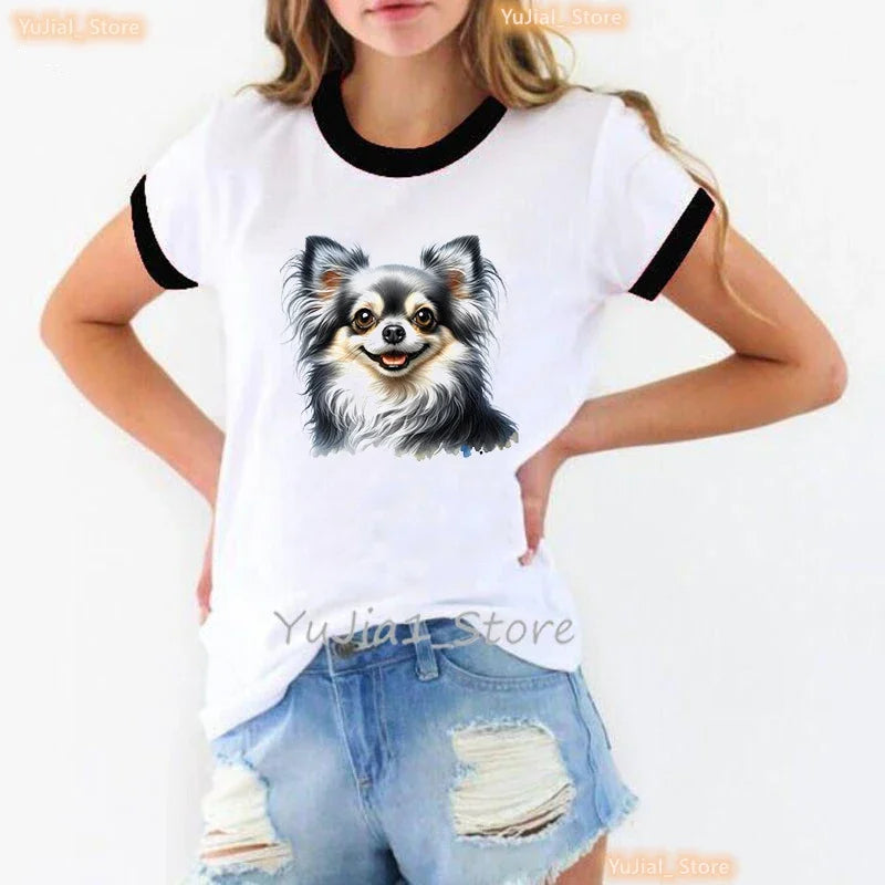 Cute Chihuahua T-Shirt — Kawaii Harajuku Dog Print Women's Summer Tee