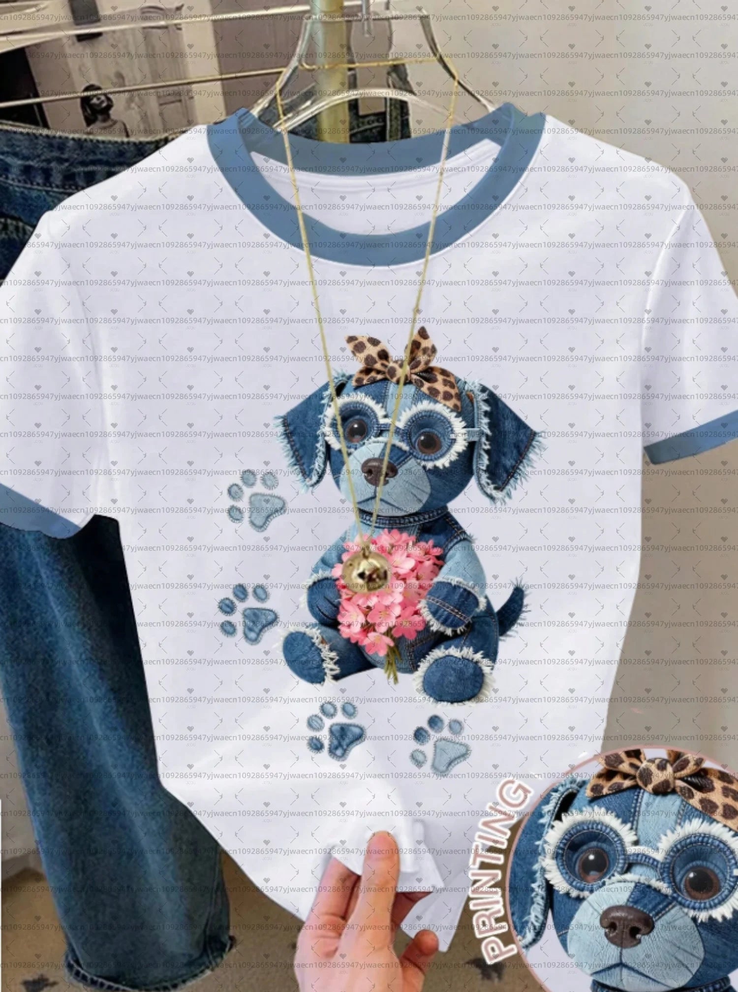 Women's Dog Print T-Shirt — Cute Puppy Design Plus Size Tee