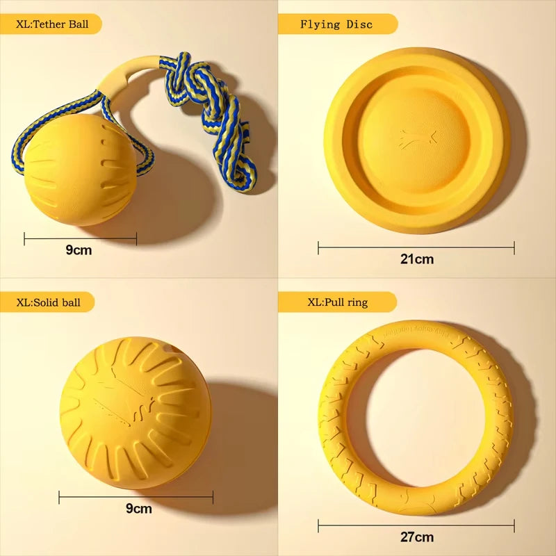 EVA Dog Toy Set – Durable Chew Toys, Ball, Tug Ring & Flying Disc for Dogs