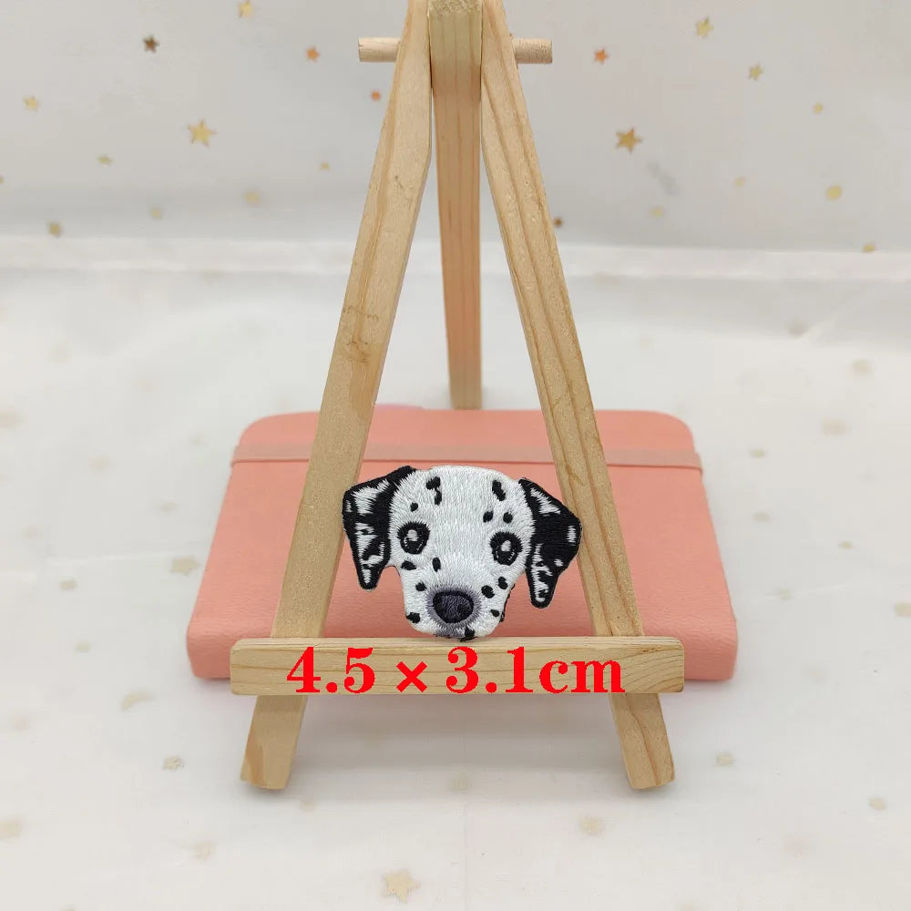 Dog Embroidery Iron-On Patch – Cute Dog Head Applique for Clothing & DIY