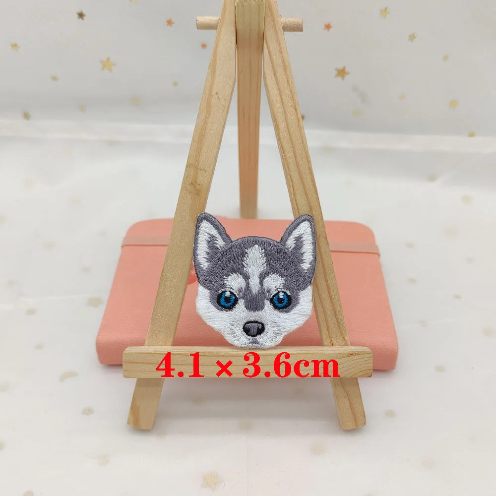 Dog Embroidery Iron-On Patch – Cute Dog Head Applique for Clothing & DIY