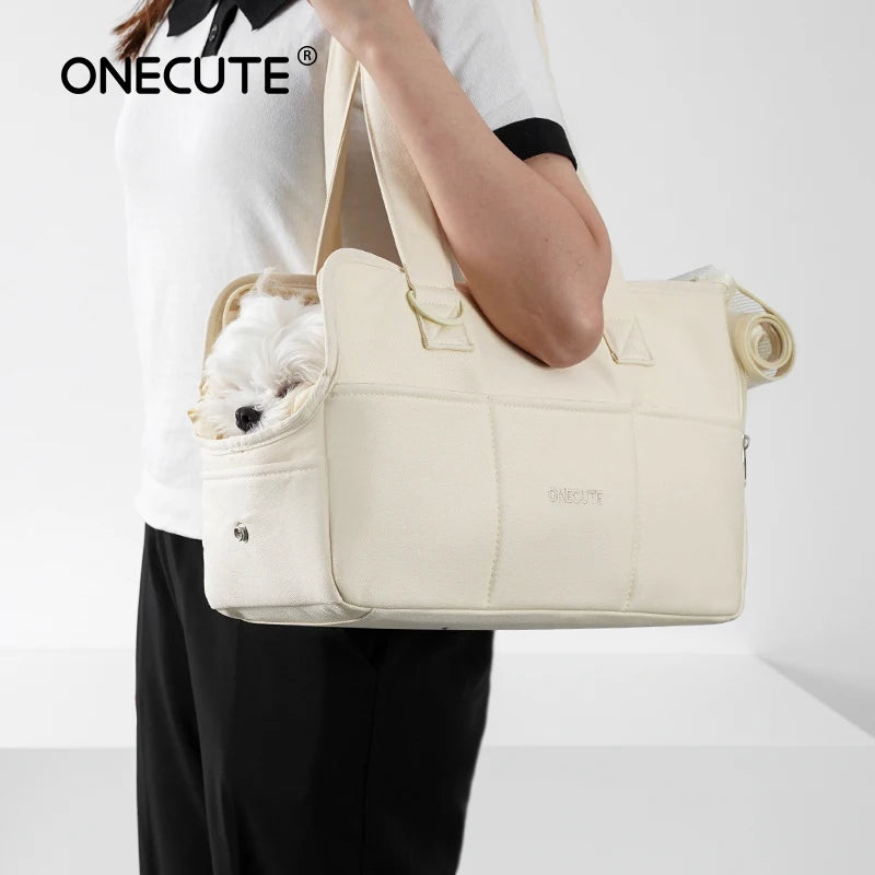 Portable Shoulder Dog Carrier Bag — Cotton Handbag for Small Dogs & Cats