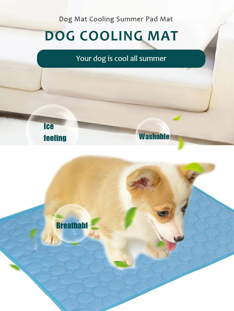 Cool Down Pet Cooling Mat — Breathable Dog & Cat Bed Blanket (XS–XXL)