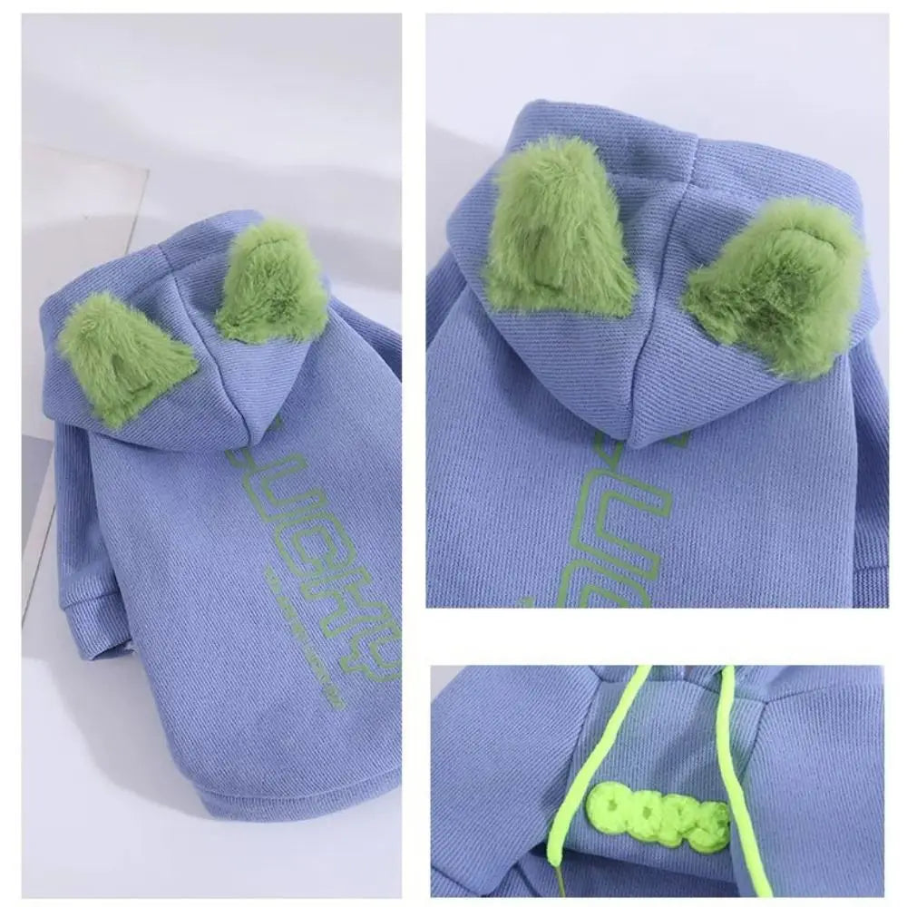 Dog Hoodie Sweatshirt — "COPS" Letter Print with Floppy Ears