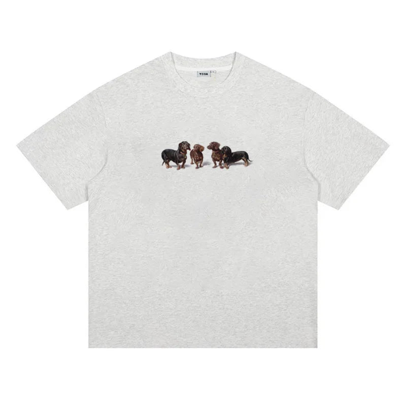 Dachshund Graphic Oversized Tee — Harajuku Y2K Streetwear Men's Cotton T-Shirt