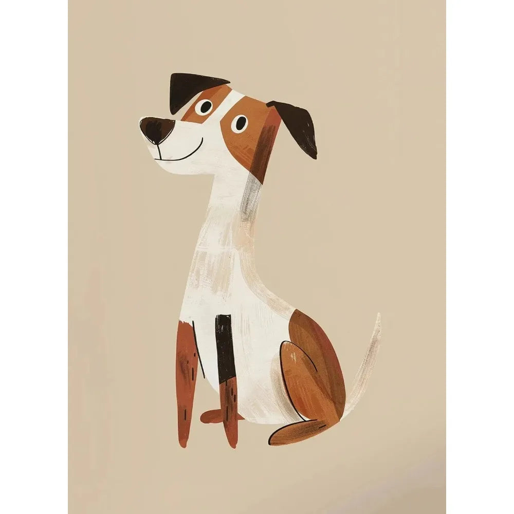 Cartoon Dog Illustrations Canvas Print – Cute Nordic Wall Art for Dog Lovers