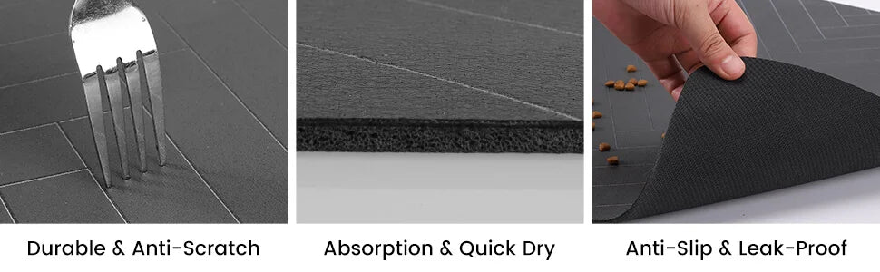 Absorbent Pet Feeding Mat with Non-Slip Waterproof Backing