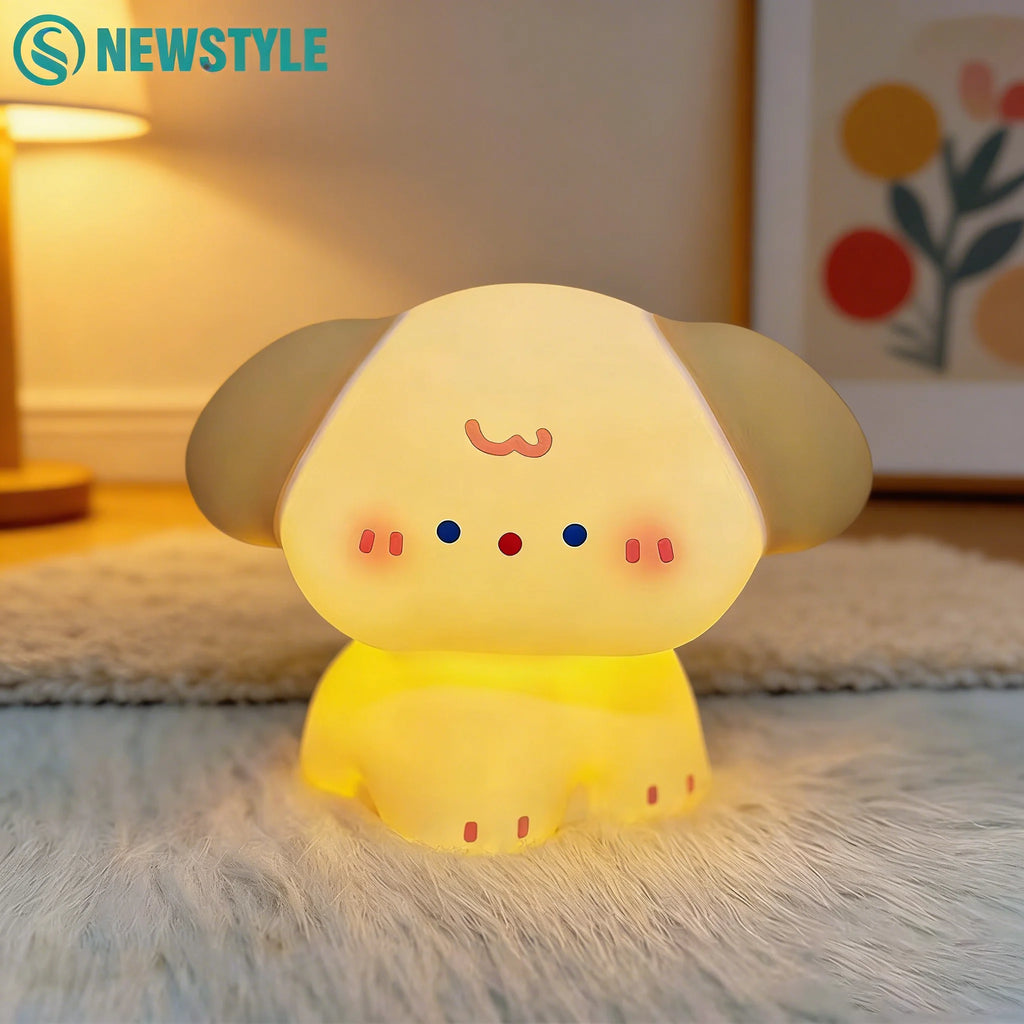 Squishy Dog Night Light – Rechargeable LED Silicone Touch Lamp with 3 Brightness Levels