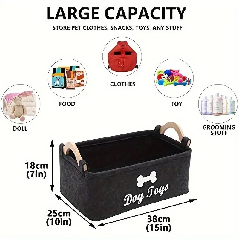 Felt Dog Toy Storage Basket – Stylish Pet Toy Box & Organiser for the Home