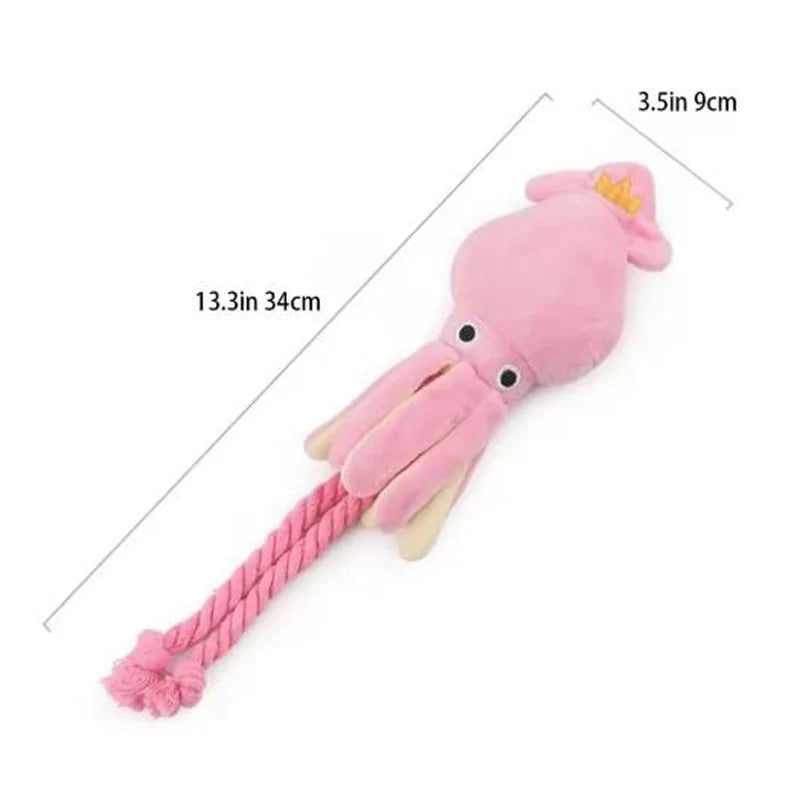 Squeaky Octopus Cotton Rope Dog Toy – Interactive Chew Toy for Teeth Cleaning