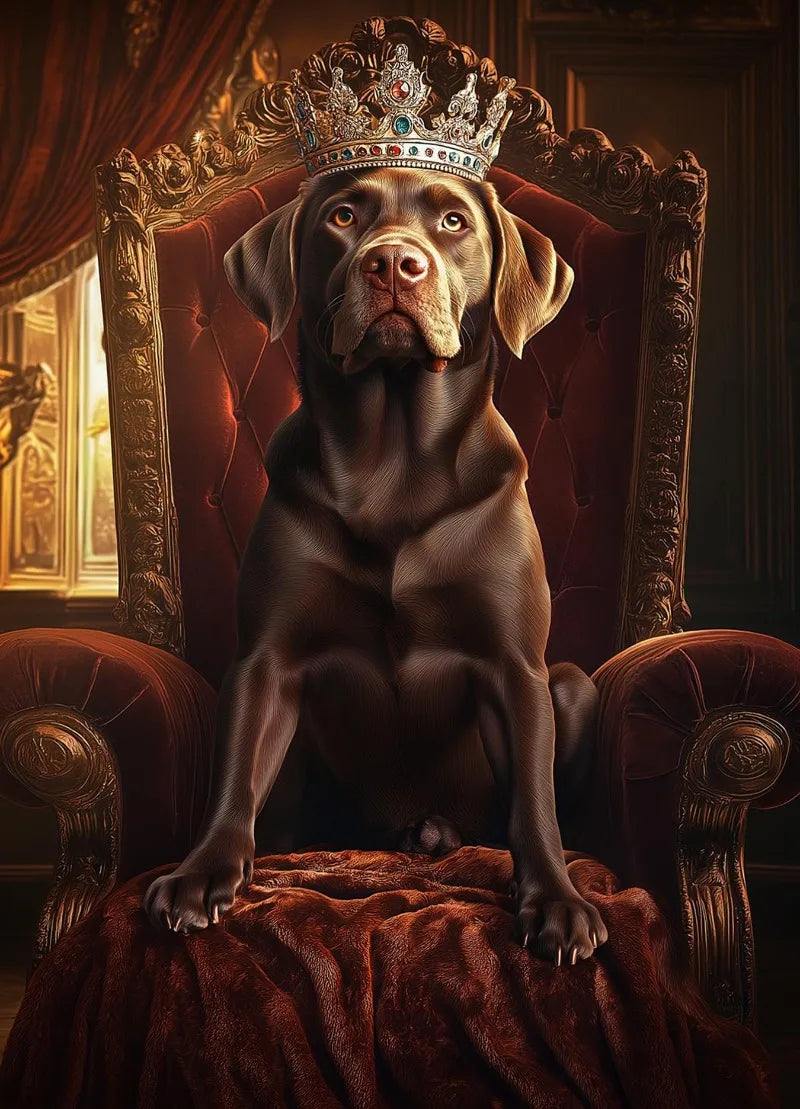Royal Dog Portrait Canvas Print – Watercolour Wall Art for Dog Lovers