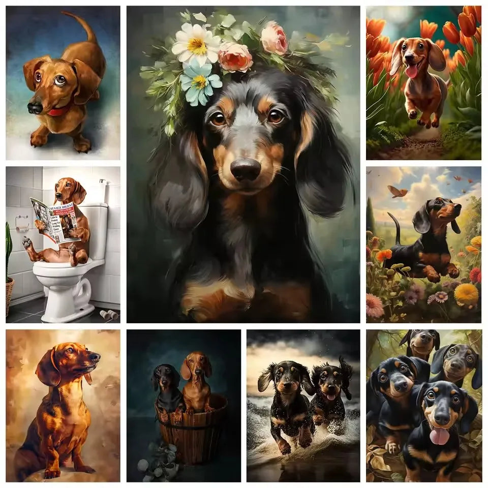 Dachshund 5D Diamond Painting Kit – DIY Dog Art Mosaic Craft for Home Decor