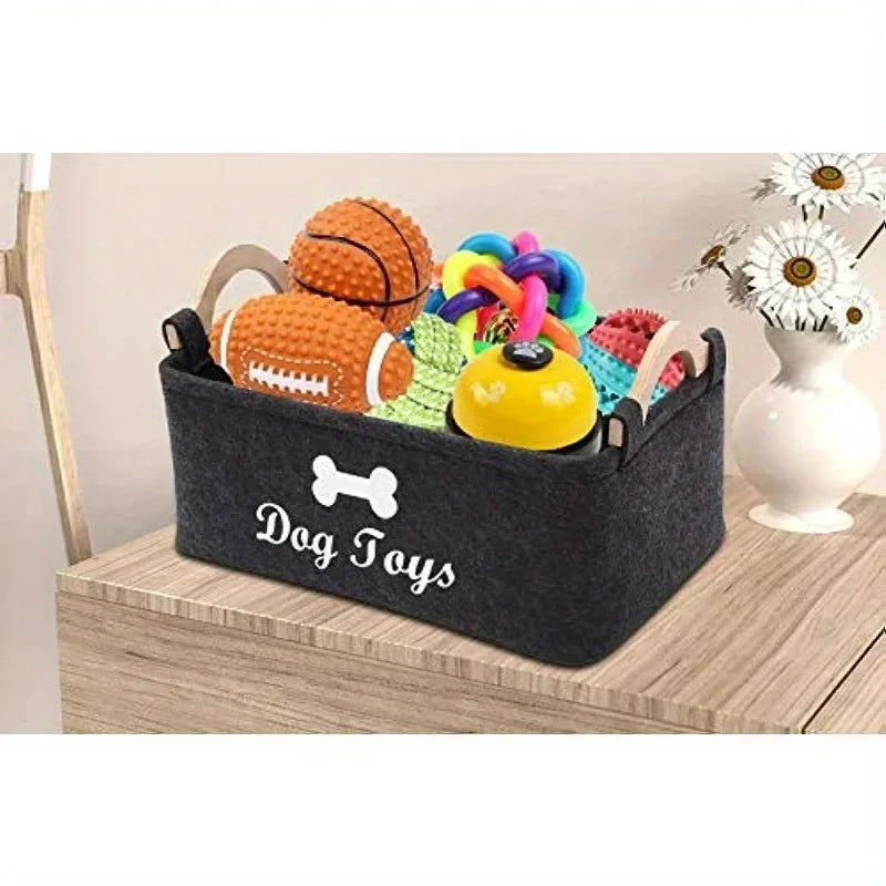 Felt Dog Toy Storage Basket – Stylish Pet Toy Box & Organiser for the Home