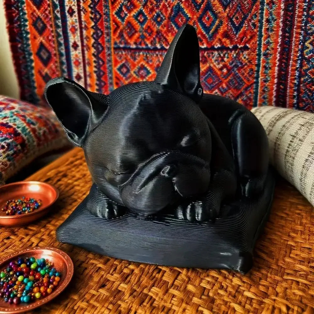 Sleeping Bulldog Statue Ornament – Pillow-Style Bulldog Figurine for Home & Office Decor