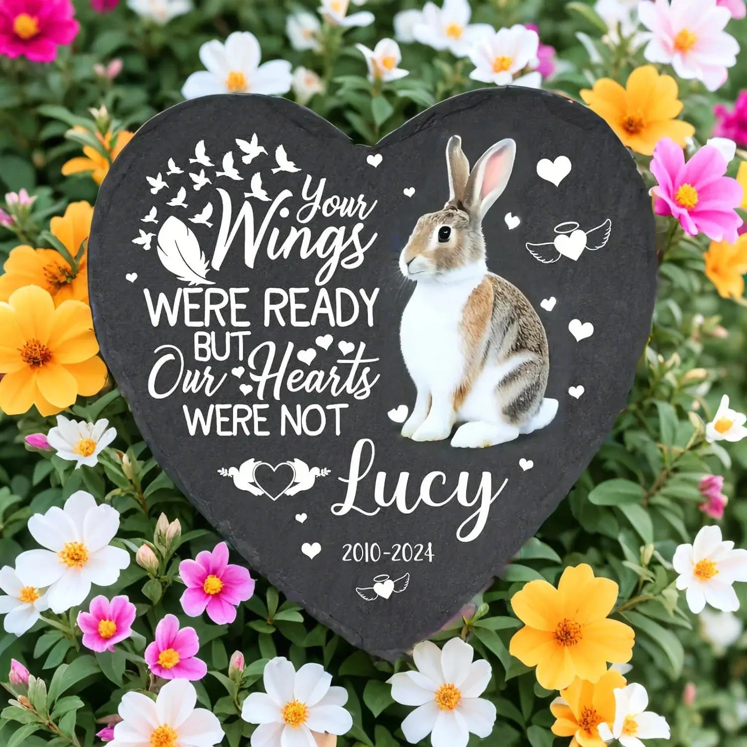 Pet Memorial Heart-Shaped Garden Stone – Personalised Cat & Dog Grave Marker