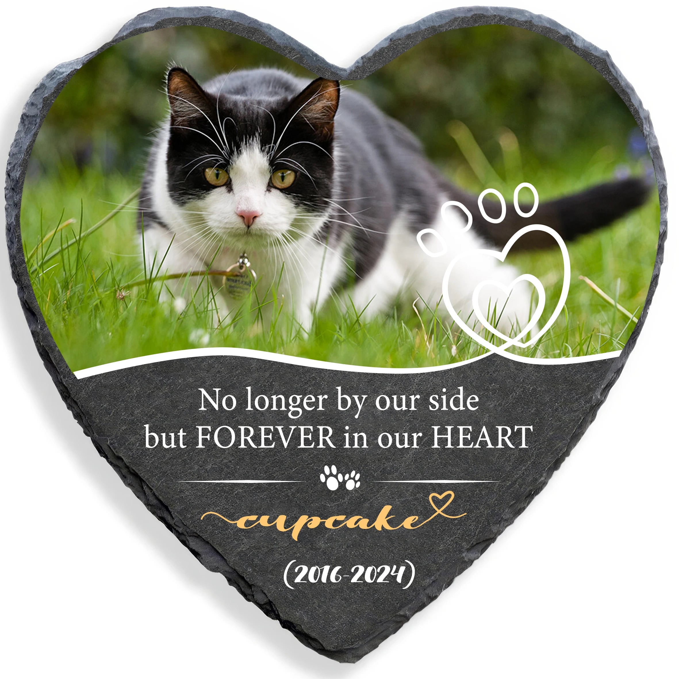 Pet Memorial Heart-Shaped Garden Stone – Personalised Cat & Dog Grave Marker