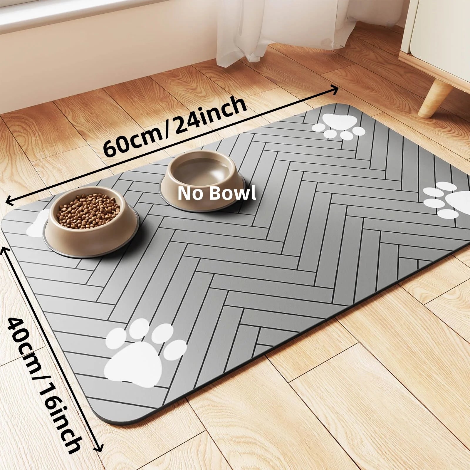 Absorbent Pet Feeding Mat with Non-Slip Waterproof Backing