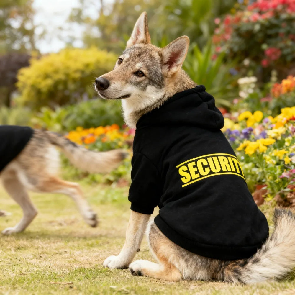 SECURITY Dog Hoodie – Fleece-Lined Pullover for Medium to Large Dogs