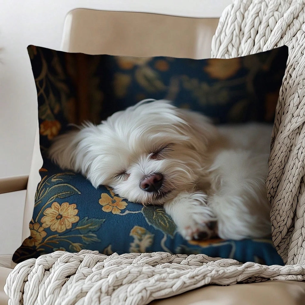 Cute Sleeping Dog Pillow Cover — Double-Sided Cushion Case 45×45cm