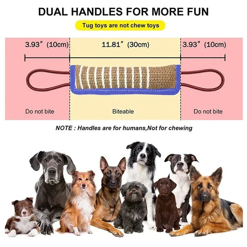 Jute Dog Bite Tug Toy — Durable Training Chew Toy for Medium & Large Dogs