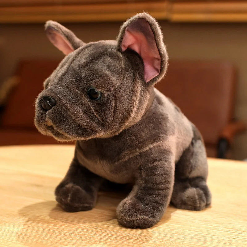 Realistic Bulldog Plush Toy – 28cm Lifelike Stuffed Bulldog in Black or Grey