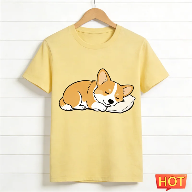 Cute Corgi Graphic T-Shirt — Funny 3D Dog Print Unisex Tee