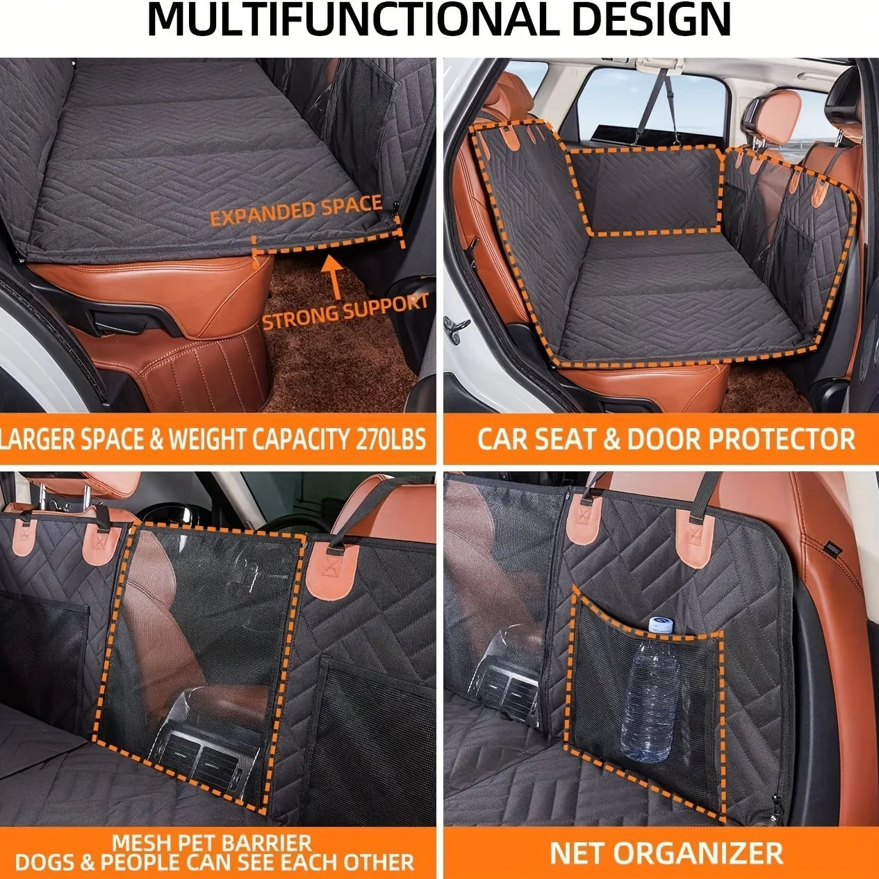 Waterproof Dog Car Seat Cover – Hammock Style, Scratch-Proof & Non-Slip Pet Back Seat Protector