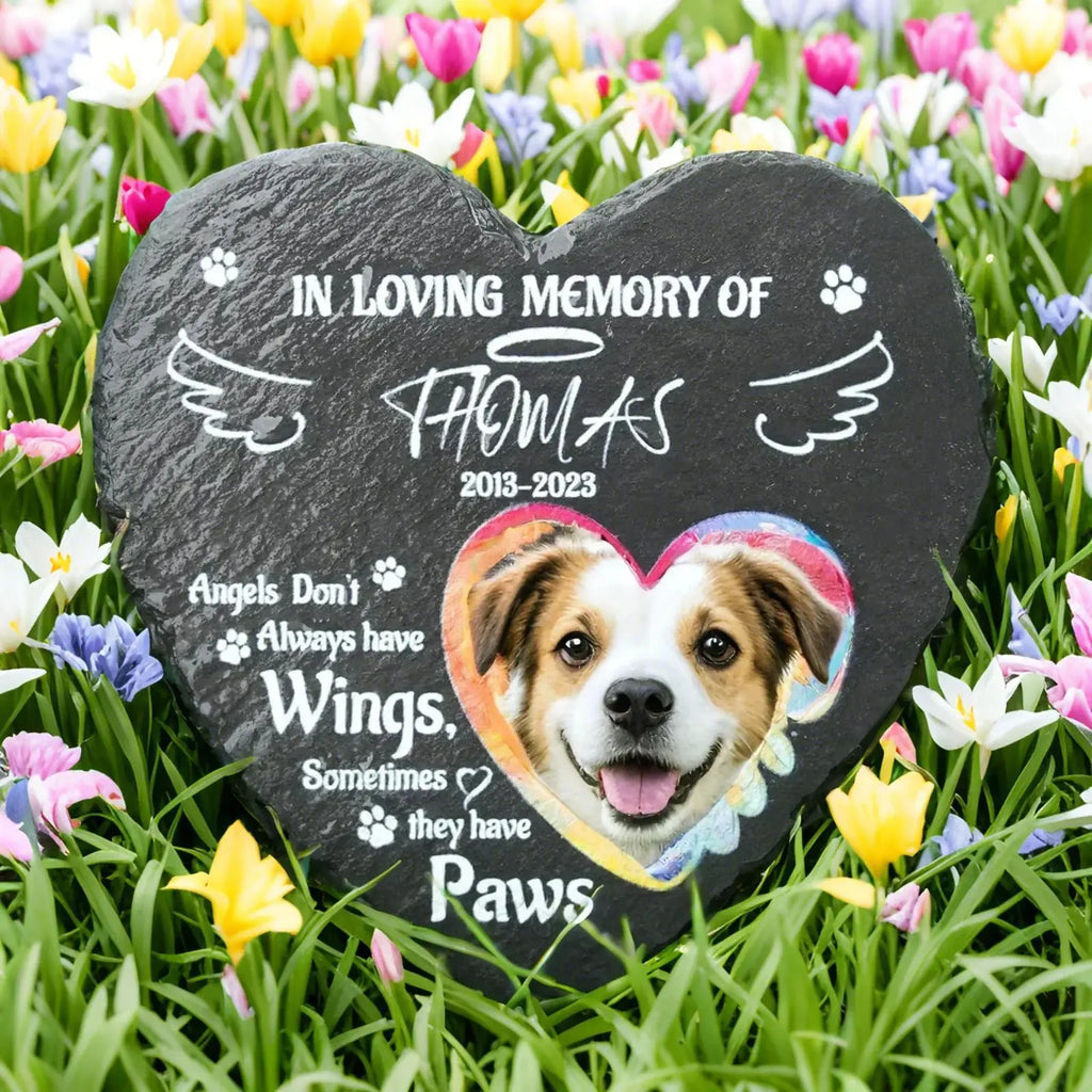Pet Memorial Heart-Shaped Garden Stone – Personalised Cat & Dog Grave Marker