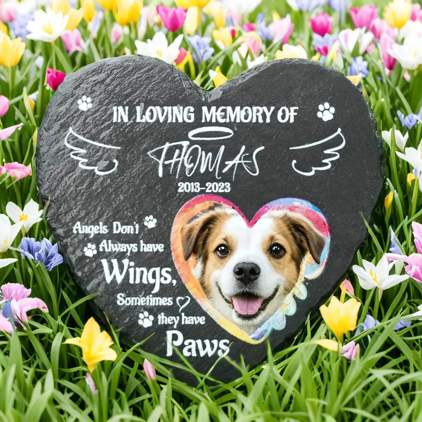 Pet Memorial Heart-Shaped Garden Stone – Personalised Cat & Dog Grave Marker