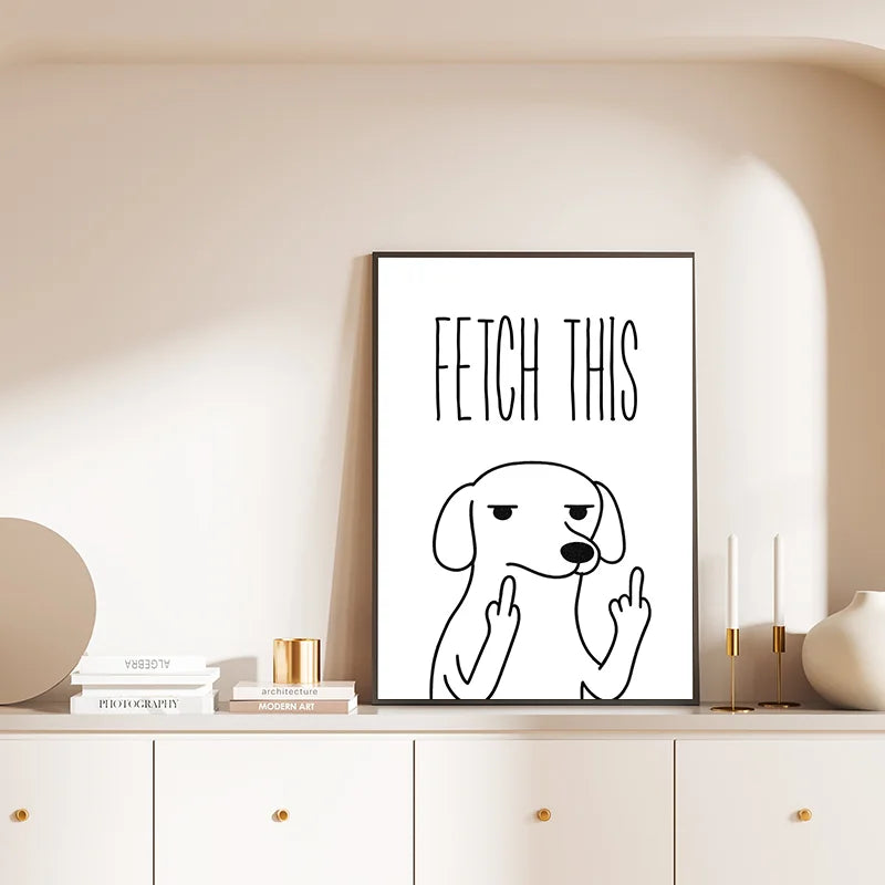 Minimalist Dachshund Dopamine Poster – Fun Puppy Wall Art Print