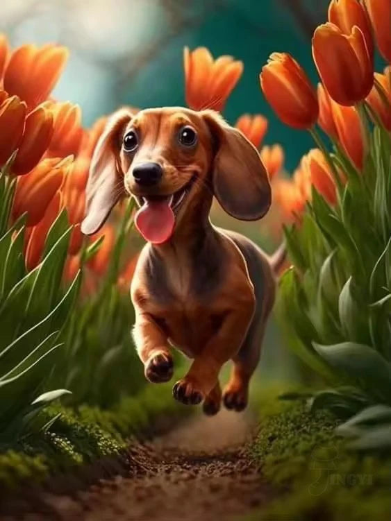 Dachshund 5D Diamond Painting Kit – DIY Dog Art Mosaic Craft for Home Decor
