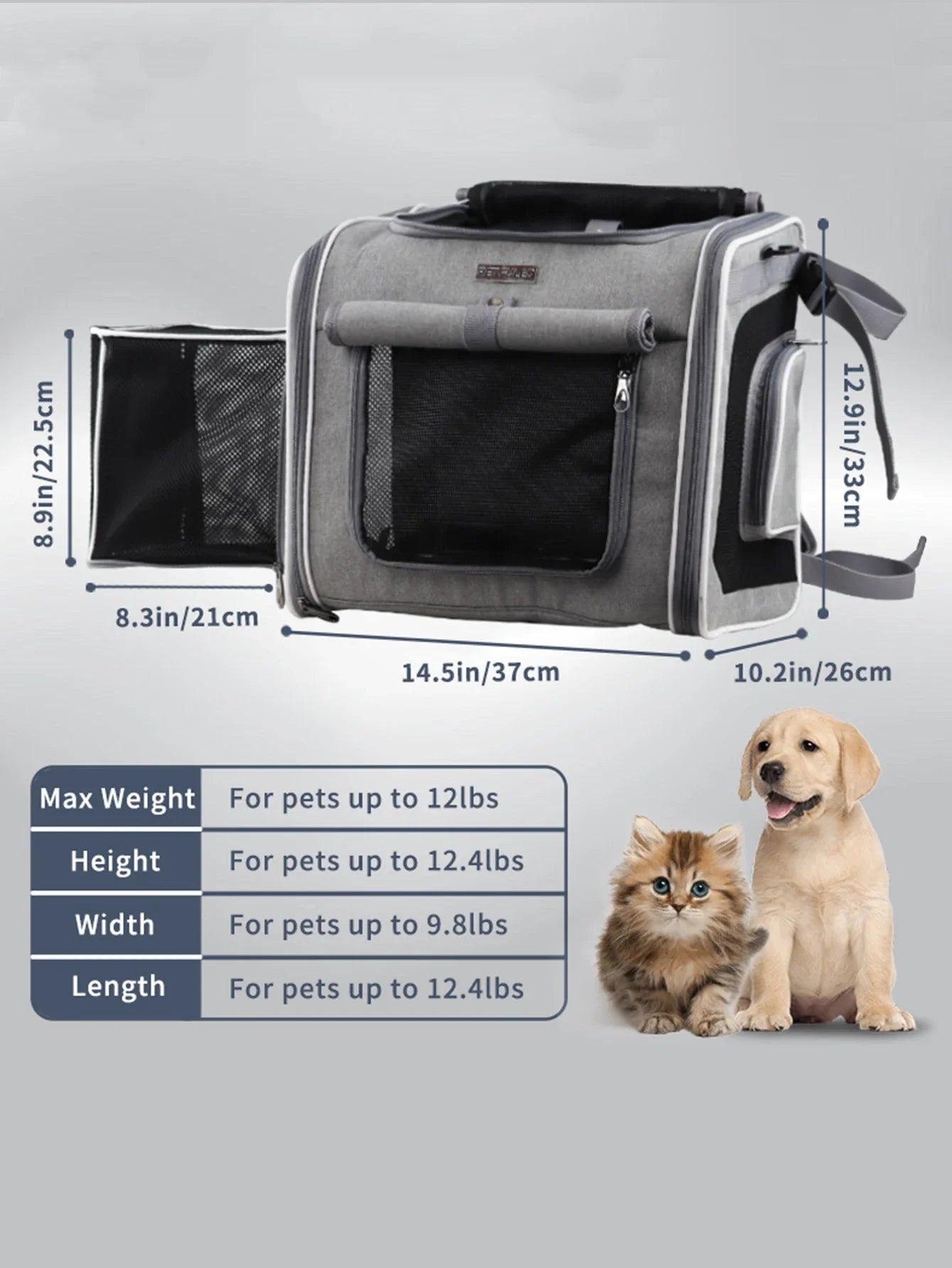 Dog Bike Basket – Expandable Foldable Pet Carrier with 4 Open Doors for Small & Medium Dogs