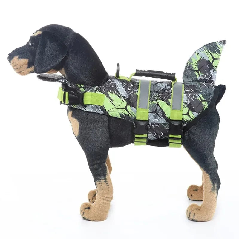 Shark Dog Life Jacket – Buoyancy Swim Vest with Rescue Handle for Dogs