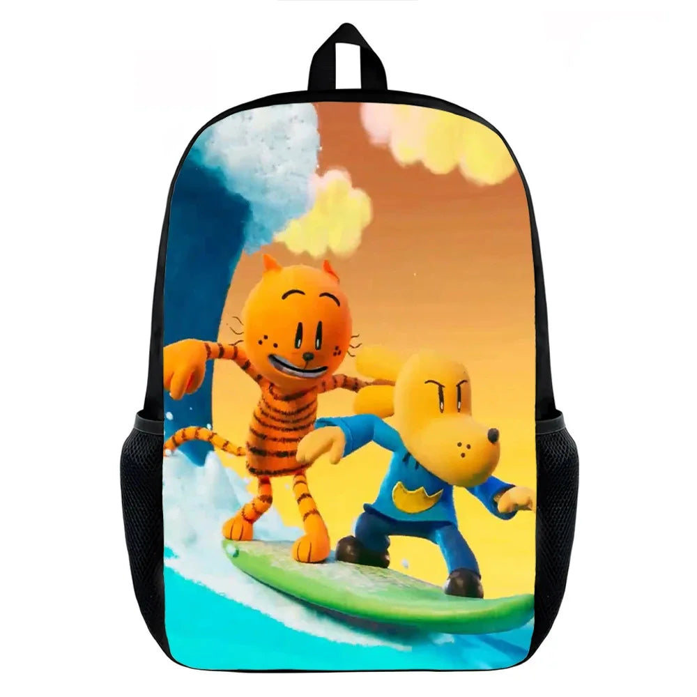 Dog Man Cartoon Backpack — Kids School Bag & Laptop Bag