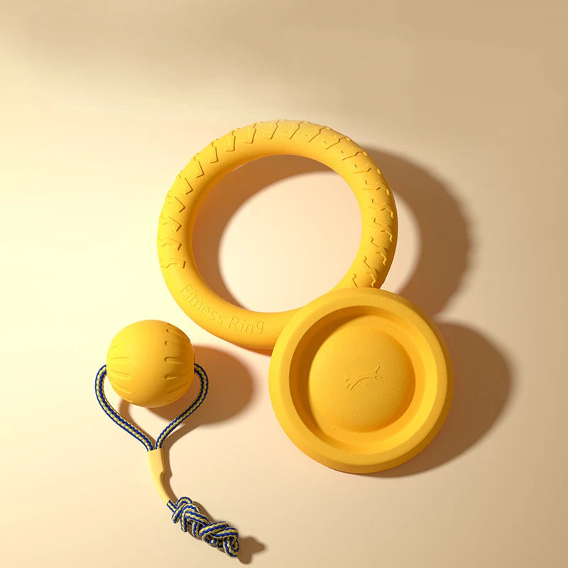 EVA Dog Toy Set – Durable Chew Toys, Ball, Tug Ring & Flying Disc for Dogs