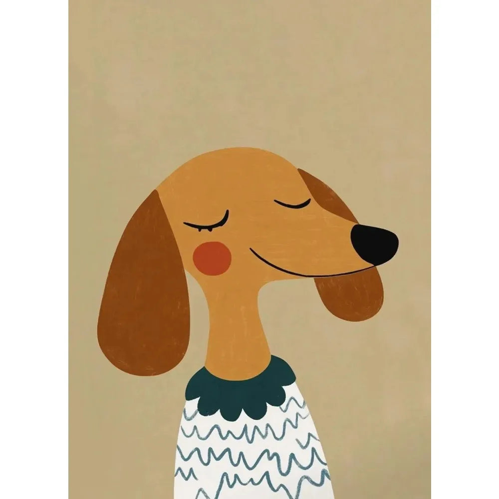 Cartoon Dog Illustrations Canvas Print – Cute Nordic Wall Art for Dog Lovers
