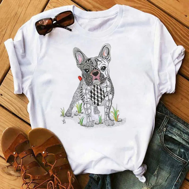 French Bulldog T-Shirt — Harajuku Animal Print Tee for Dog Lovers