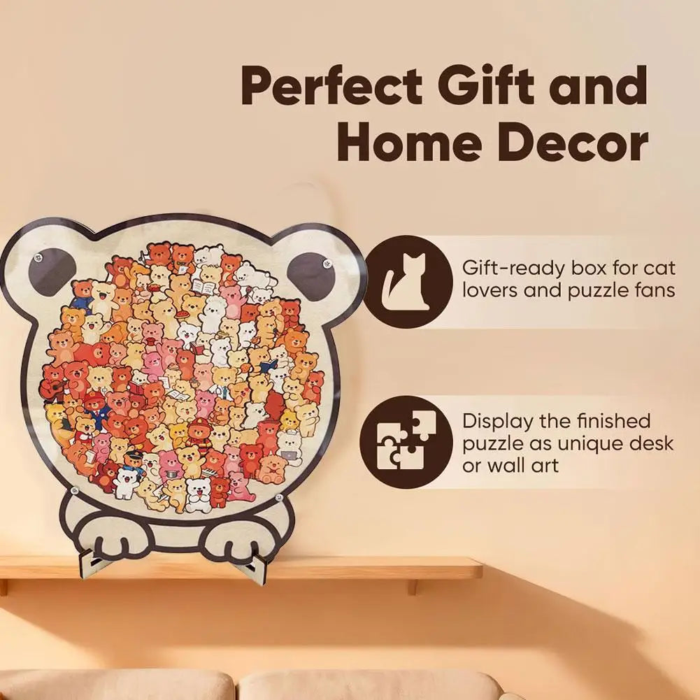 Pet Shaped Wooden Jigsaw Puzzle – 108-Piece Irregular Wood Puzzle for Cat & Dog Lovers