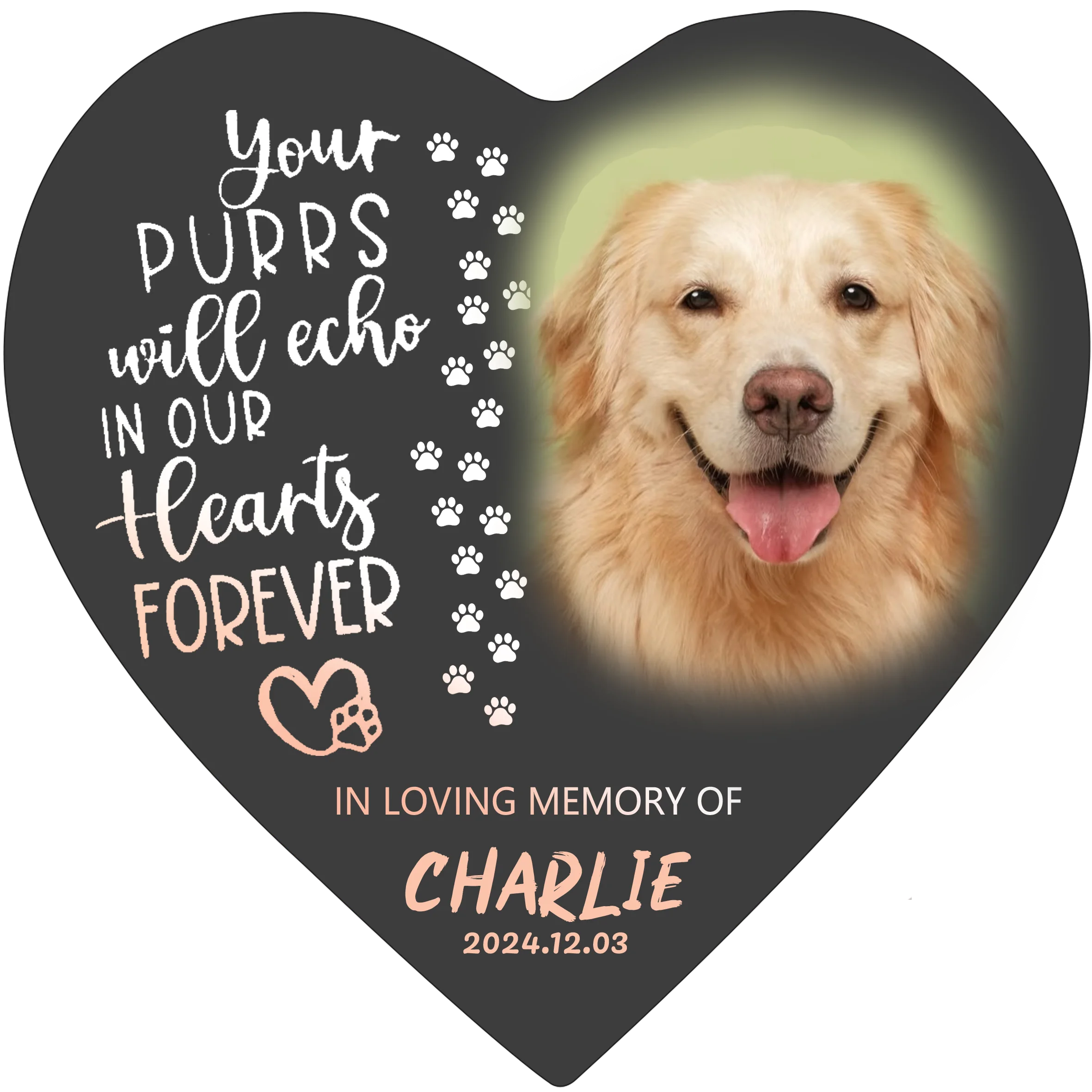 Pet Memorial Heart-Shaped Garden Stone – Personalised Cat & Dog Grave Marker