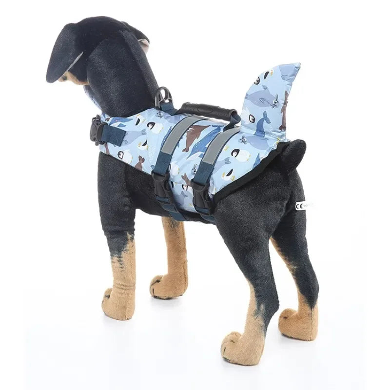 Shark Dog Life Jacket – Buoyancy Swim Vest with Rescue Handle for Dogs