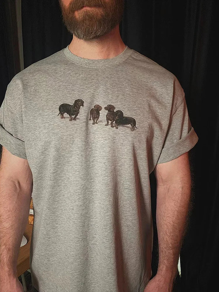 Dachshund Graphic Oversized Tee — Harajuku Y2K Streetwear Men's Cotton T-Shirt