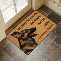 "No Need to Knock" German Shepherd Door Mat — Flannel Welcome Rug for Dog Lovers