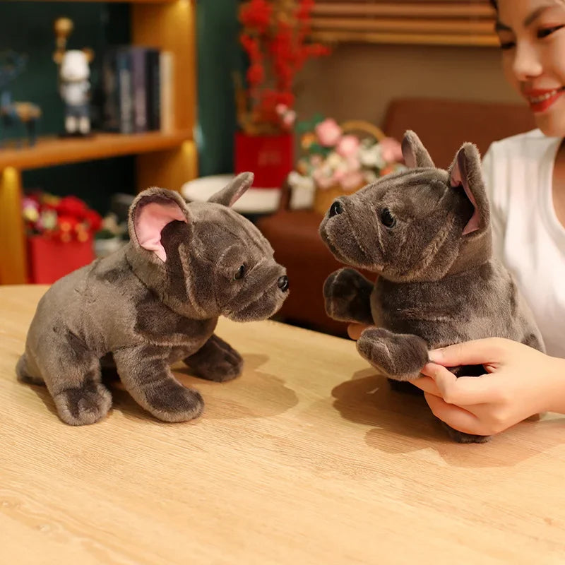 Realistic Bulldog Plush Toy – 28cm Lifelike Stuffed Bulldog in Black or Grey