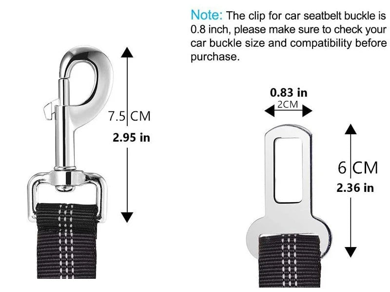 Adjustable Dog Car Seat Belt – Safety Harness Clip for Dogs & Cats
