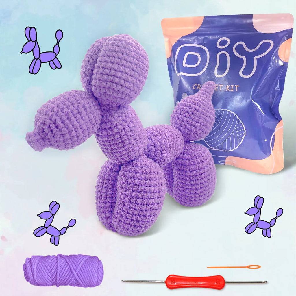 Balloon Dog Crochet Kit for Beginners — Amigurumi Starter Set